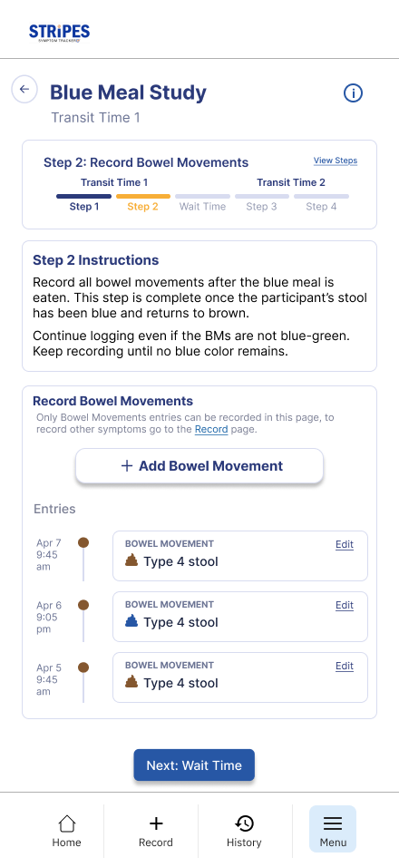 Blue Meal Study — Step 2: Record Bowel Movements