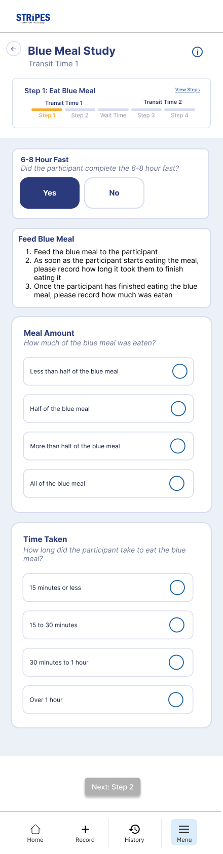 Blue Meal Study — Step 1: Eat Blue Meal