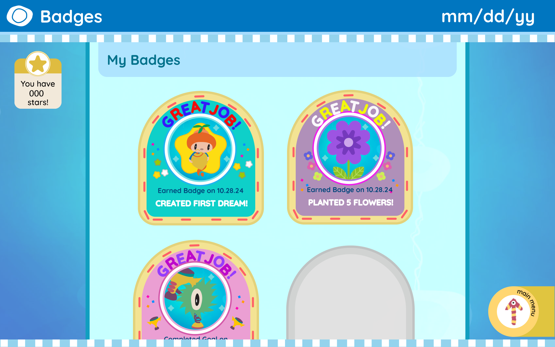 Badge collection screen